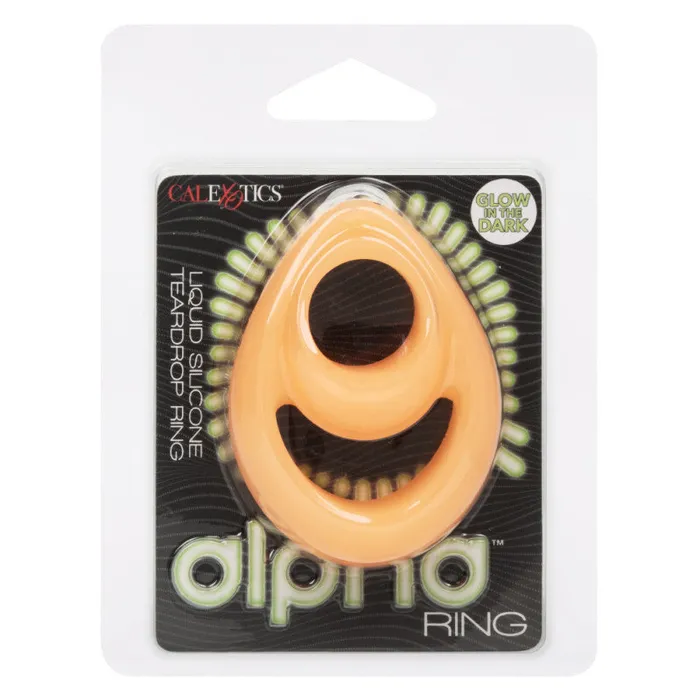 Alpha Glow-in-the-Dark Liquid Silicone Teardrop Ring - Orange | CalExotics Female Sex Toys Alpha Glow-in-the-Dark Liquid Silicone Teardrop Ring - Orange | CalExotics Female Sex Toys
