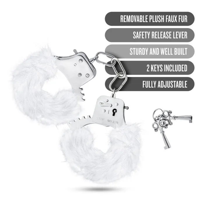 Couples | Blush Novelties Temptasia - Plush Fur Cuffs - White Couples | Blush Novelties Temptasia - Plush Fur Cuffs - White