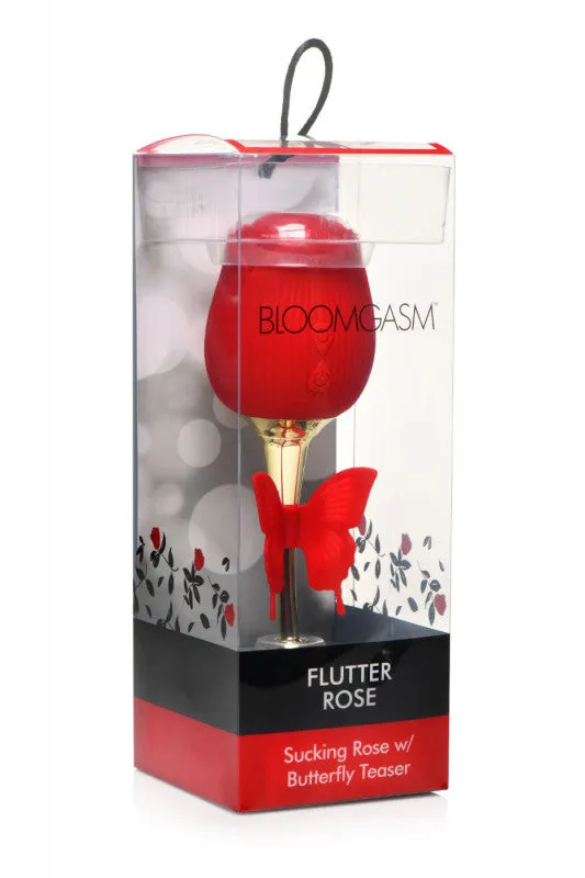 Doc Johnson Vibrators | Bloomgasm Flutter Rose Sucking Rose With Butterfly  Teaser - Red