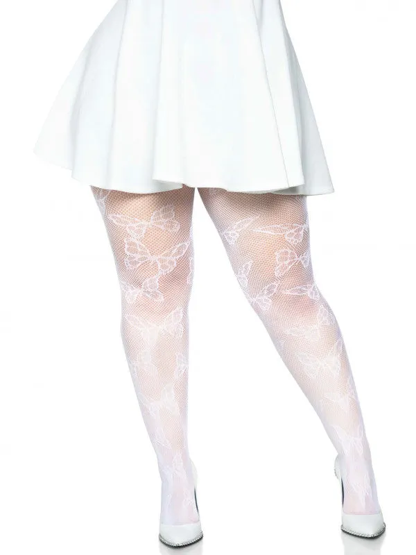 Leg Avenue Vibrators Butterfly Net Tights 1x2x White