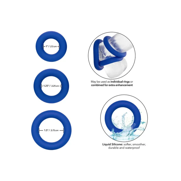 Male Sex Toys | Admiral Universal Cock Ring Set Blue - California Exotic