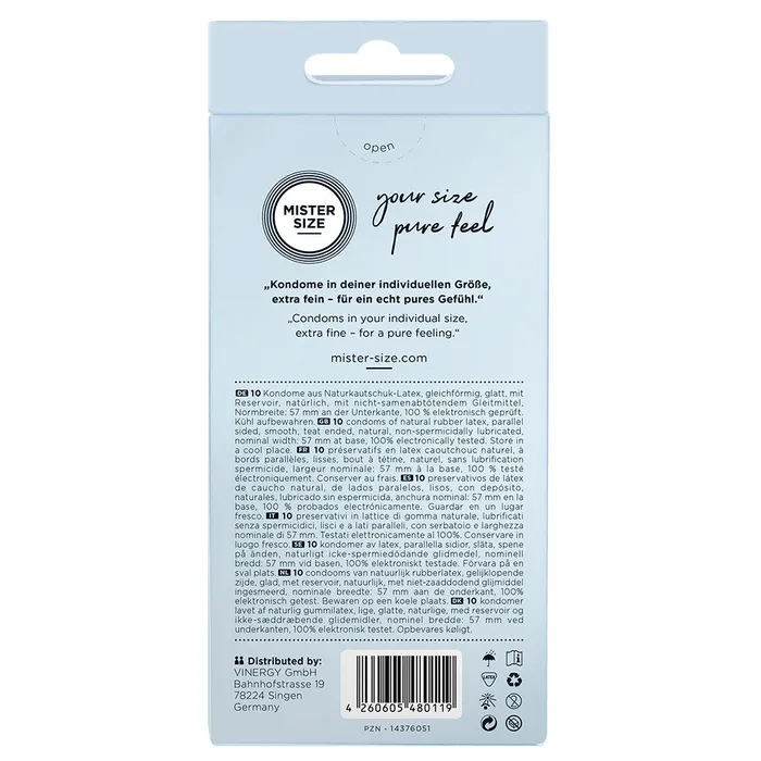Mister Size Male Sex Toys | Mister Size 57mm Your Size Pure Feel Condoms 10 Pack