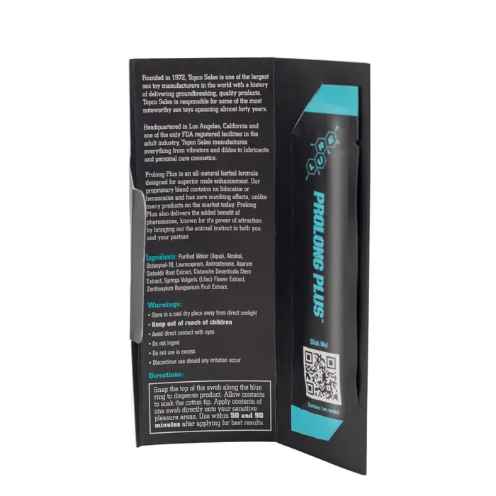 Topco Male Sex Toys | Lure - Prolong Plus Male Enhancement Swab