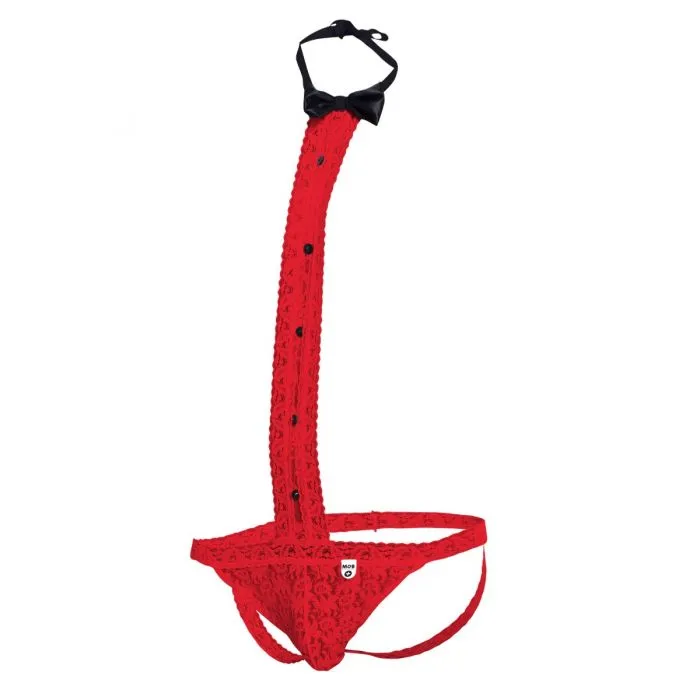 Vibrators Male Basics Mob Tuxedo Lace Thong Red Lxl