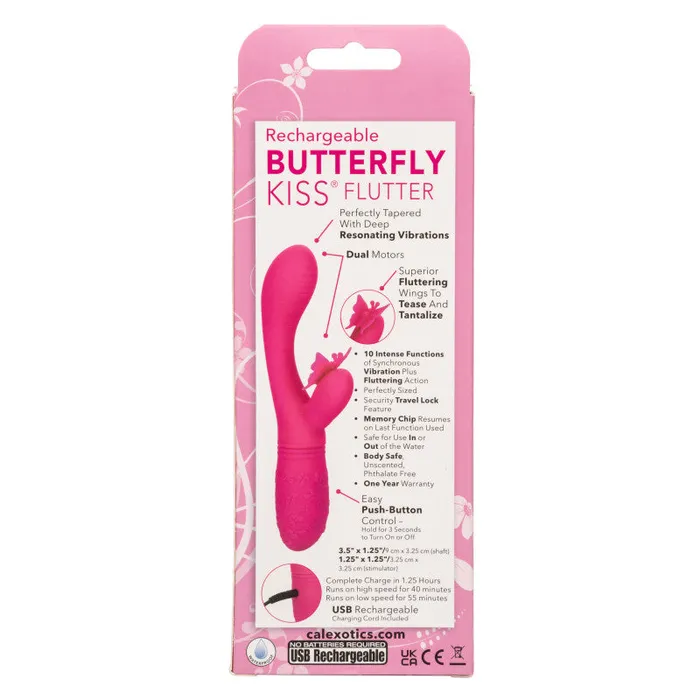 Vibrators | Rechargeable Butterfly Kiss Flutter - Pink - CalExotics