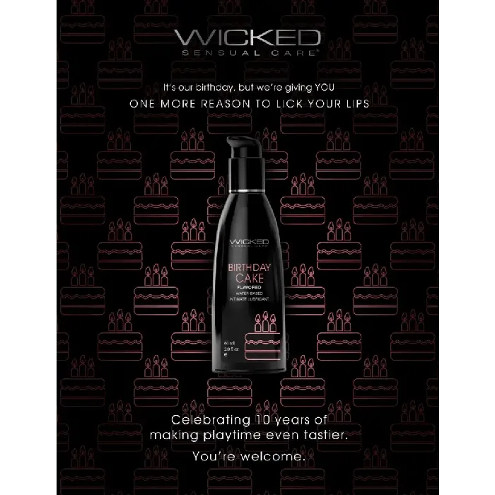 Wicked Vibrators | Wicked Aqua Flavored Water Based Lube | Birthday Cake 4oz